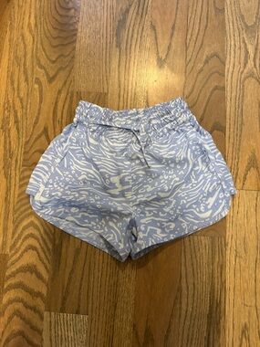 Athleta Light Blue & White Patterned Active Shorts